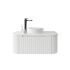 900mm Wall Hung PVC Matte White Striped Surface Curved Edge Bathroom Vanity Cabinet Only
