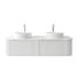 1500mm Wall Hung PVC Matte White Striped Surface Curved Edge Bathroom Vanity Cabinet Only