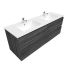 1500mm Wall Hung Bathroom Vanity Dark Grey Wood Grain 2 PAC Coating MDF Board