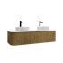 1500mm Prime Oak Curved Edge and V-Grooved Wall Hung Bathroom Vanity MDF Cabinet Only