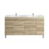 1500MM White Oak MDF Bathroom Vanity 4 Side Drawers 2 Middle Doors Free Standing Cabinet Only