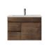 750MM Narrow Dark Oak MDF Bathroom Vanity Left Drawers Wall Hung Cabinet Only