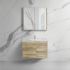 750MM White Oak MDF Bathroom Vanity Right Drawers Wall Hung Cabinet Only