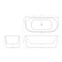 1500mm Back To Wall Bathtub Oval Gloss White Acrylic Rounded Edge