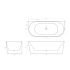 1700mm Back To Wall Bathtub Oval Gloss White Acrylic Rounded Edge