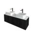 1200mm Slim Bottega Oak Wall Hung Bathroom Vanity Left Drawer Grooved MDF Cabinet Only