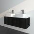 1200mm Slim Bottega Oak Wall Hung Bathroom Vanity Left Drawer Grooved MDF Cabinet Only