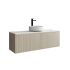 1200mm Slim Coastal Oak Wall Hung Bathroom Vanity Right Drawer Grooved MDF Cabinet Only