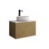 600mm Slim Prime Oak Wall Hung Bathroom Vanity 1 Door Grooved MDF Cabinet Only