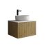 600mm Prime Oak Wall Hung Bathroom Vanity 1 Door Grooved MDF Cabinet Only