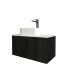 750mm Slim Bottega Oak Wall Hung Bathroom Vanity 1 Door Grooved MDF Cabinet Only