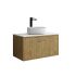 750mm Slim Prime Oak Wall Hung Bathroom Vanity 1 Door Grooved MDF Cabinet Only