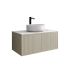 900mm Coastal Oak Wall Hung Bathroom Vanity Right Drawer Grooved MDF Cabinet Only