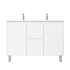 1200mm Freestanding with legs  PVC Matte White Fluted Design Bathroom Vanity Cabinet Only
