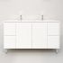 1500mm Freestanding with legs  PVC Matte White Fluted Design Bathroom Vanity Cabinet Only