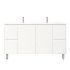 1500mm Freestanding with legs  PVC Matte White Fluted Design Bathroom Vanity Cabinet Only