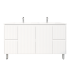 1500mm Freestanding with legs  PVC Matte White Fluted Design Bathroom Vanity Cabinet Only