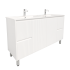 1500mm Freestanding with legs  PVC Matte White Fluted Design Bathroom Vanity Cabinet Only