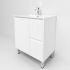 750mm Freestanding with legs  PVC Matte White Fluted Design With Left Hand Drawers Bathroom Vanity Cabinet Only