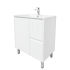 750mm Freestanding with legs  PVC Matte White Fluted Design With Left Hand Drawers Bathroom Vanity Cabinet Only