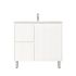 900mm Freestanding with legs  PVC Matte White Fluted Design With Left Hand Drawers Bathroom Vanity Cabinet Only