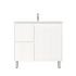 900mm Freestanding with legs  PVC Matte White Fluted Design With Left Hand Drawers Bathroom Vanity Cabinet Only