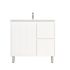 900mm Freestanding with legs  PVC Matte White Fluted Design With Right Hand Drawers Bathroom Vanity Cabinet Only