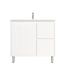 900mm Freestanding with legs  PVC Matte White Fluted Design With Right Hand Drawers Bathroom Vanity Cabinet Only