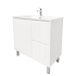 900mm Freestanding with legs  PVC Matte White Fluted Design With Right Hand Drawers Bathroom Vanity Cabinet Only